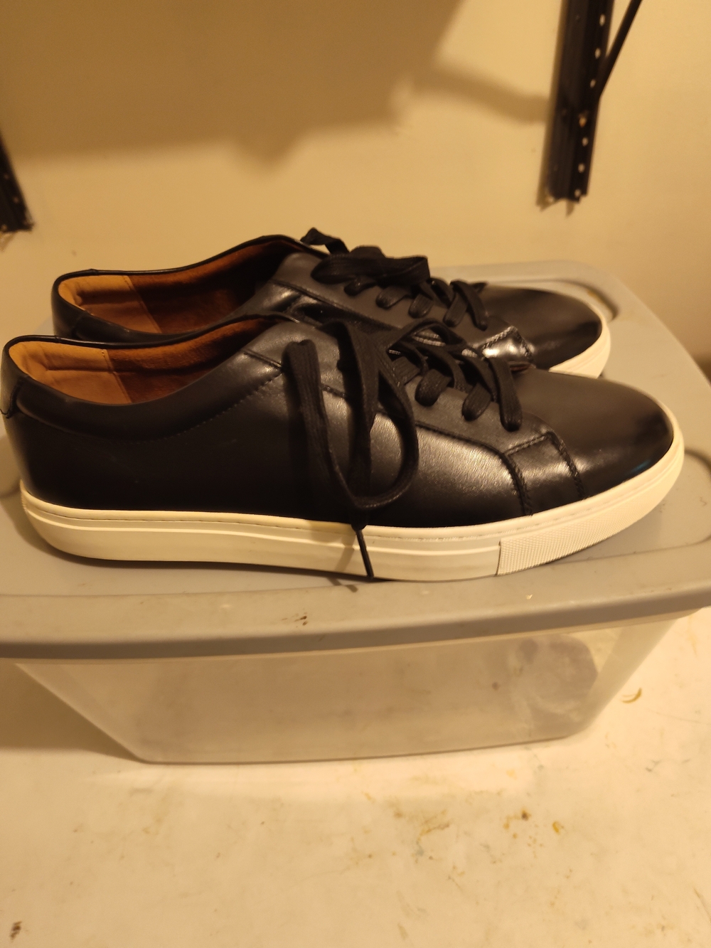 New Republic Classic Black Leather Low-Top Lace-Up Sneakers with White Sole
